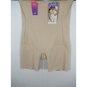 NEW Naomi & Nicole Hi Waist Thigh Slimmer Shapewear Plus Size 5X Beige Firm 7779